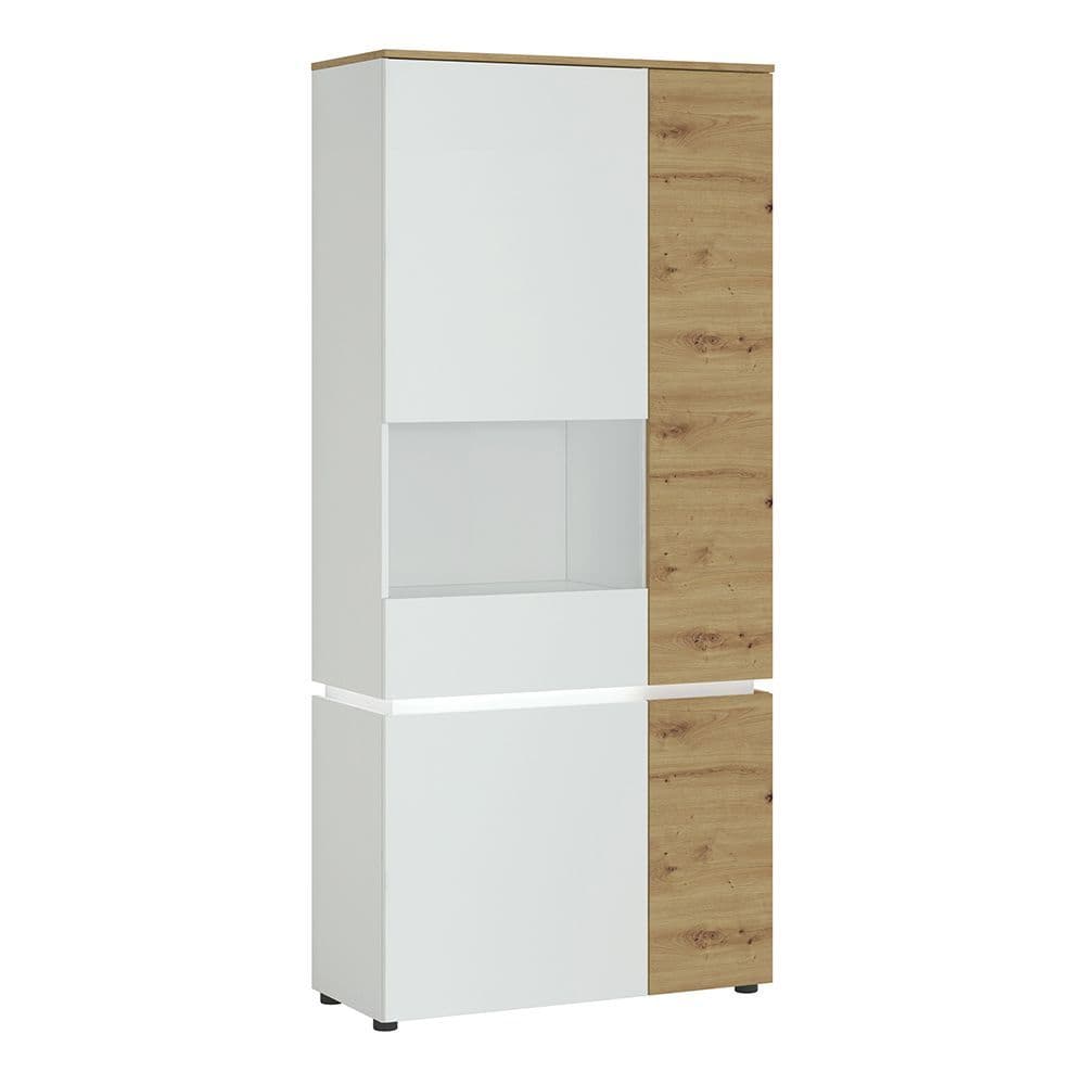 Nirvana Bright 4 door tall display cabinet LH (including LED lighting) in White and Oak